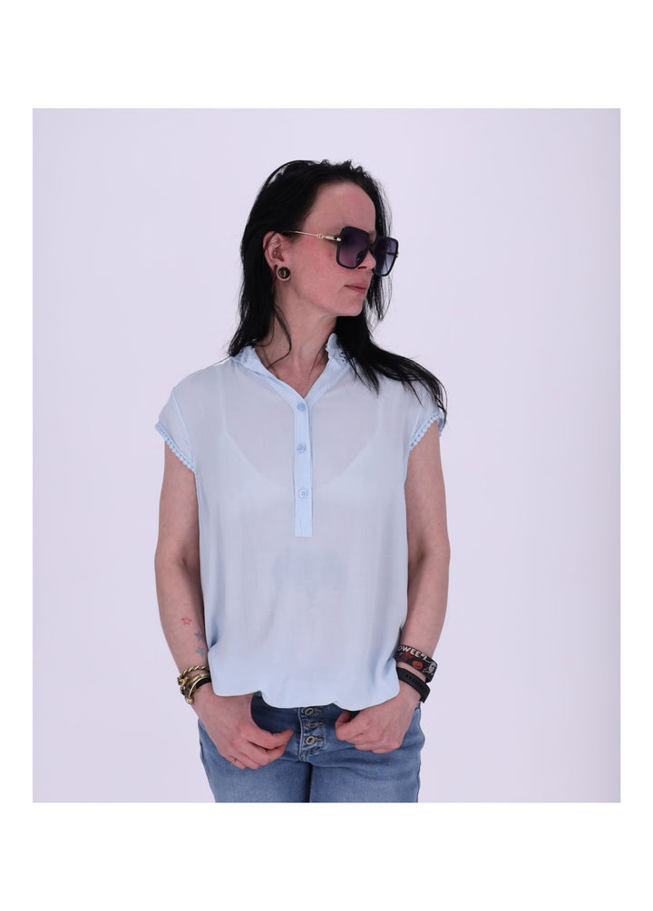 Splash of Color Damen T-Shirt Spitzeneinsatz