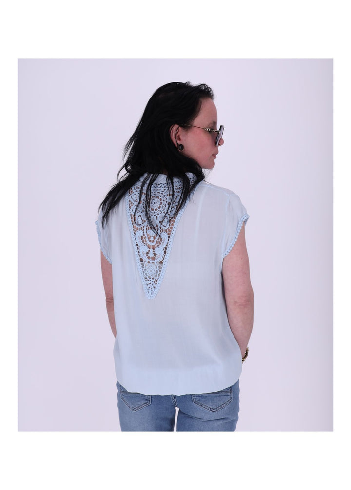 Splash of Color Damen T-Shirt Spitzeneinsatz