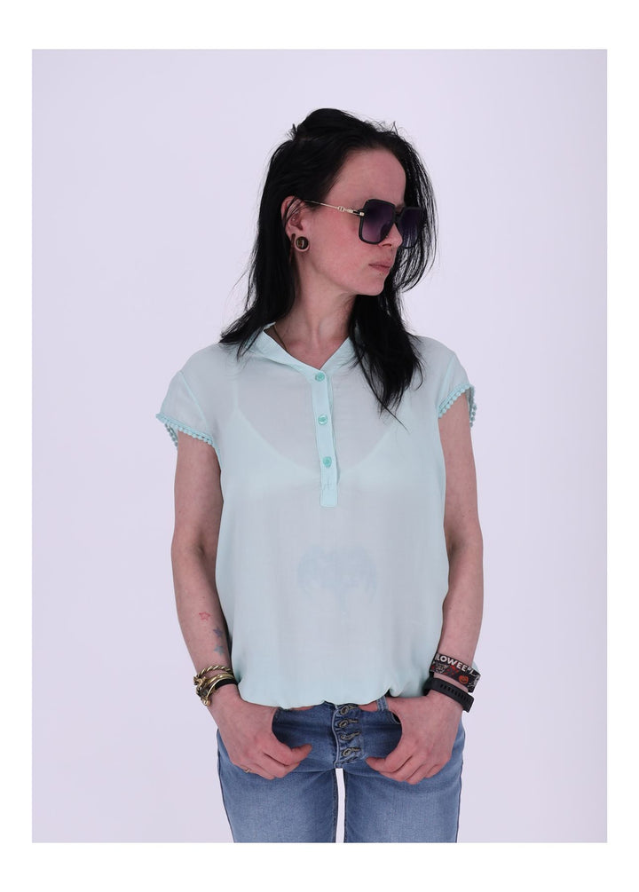 Splash of Color Damen T-Shirt Spitzeneinsatz