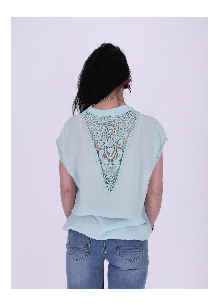 Splash of Color Damen T-Shirt Spitzeneinsatz