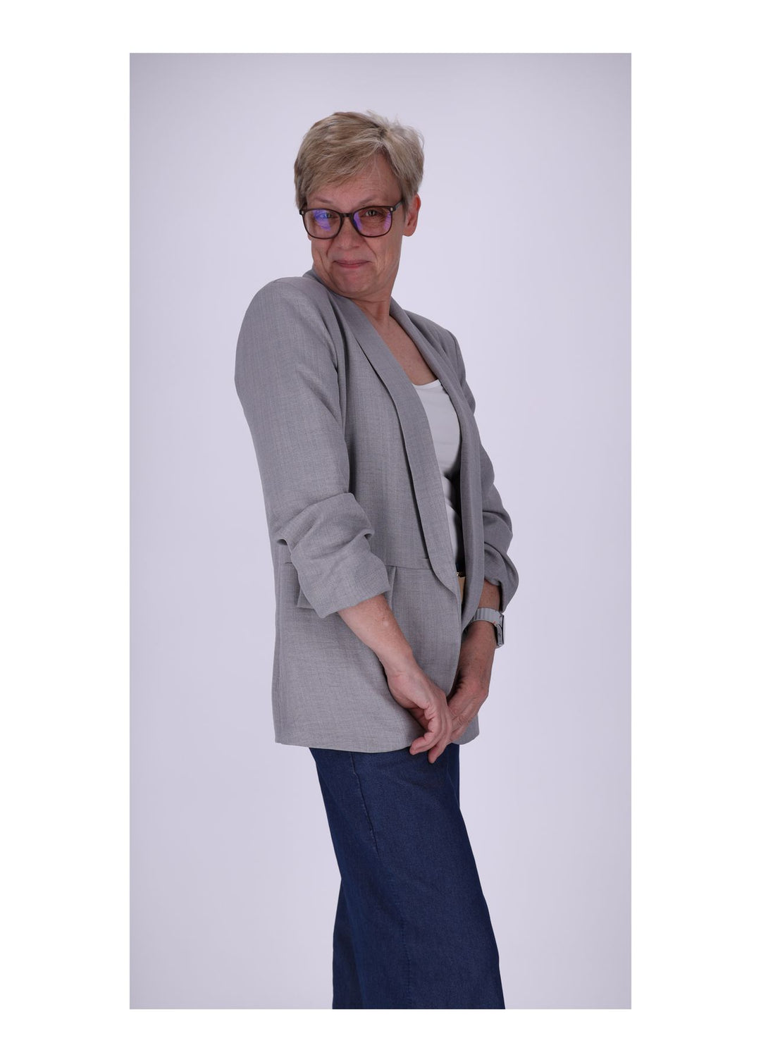 Splash of Color Damen Blazer Leinenoptik