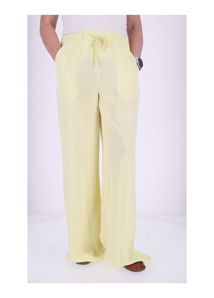 Damen Palazzo Hose mit weitem Bein und Tunnelzug – Gelb