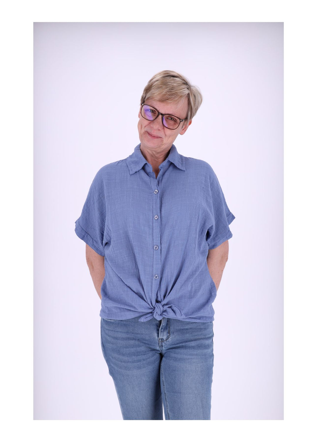 Splash of Color Damenbluse Leinenoptik
