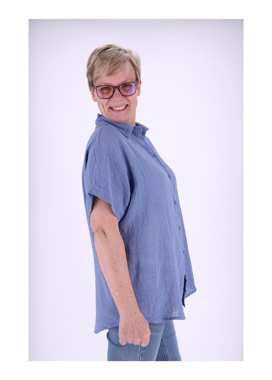 Splash of Color Damenbluse Leinenoptik