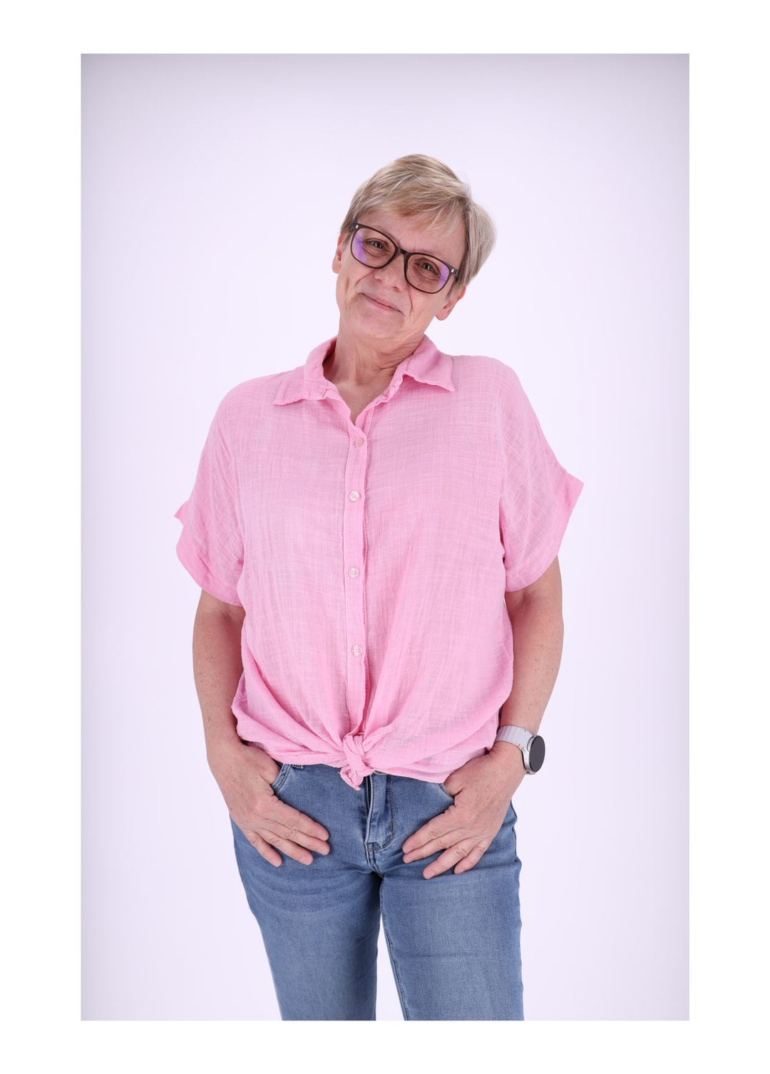 Splash of Color Damenbluse Leinenoptik