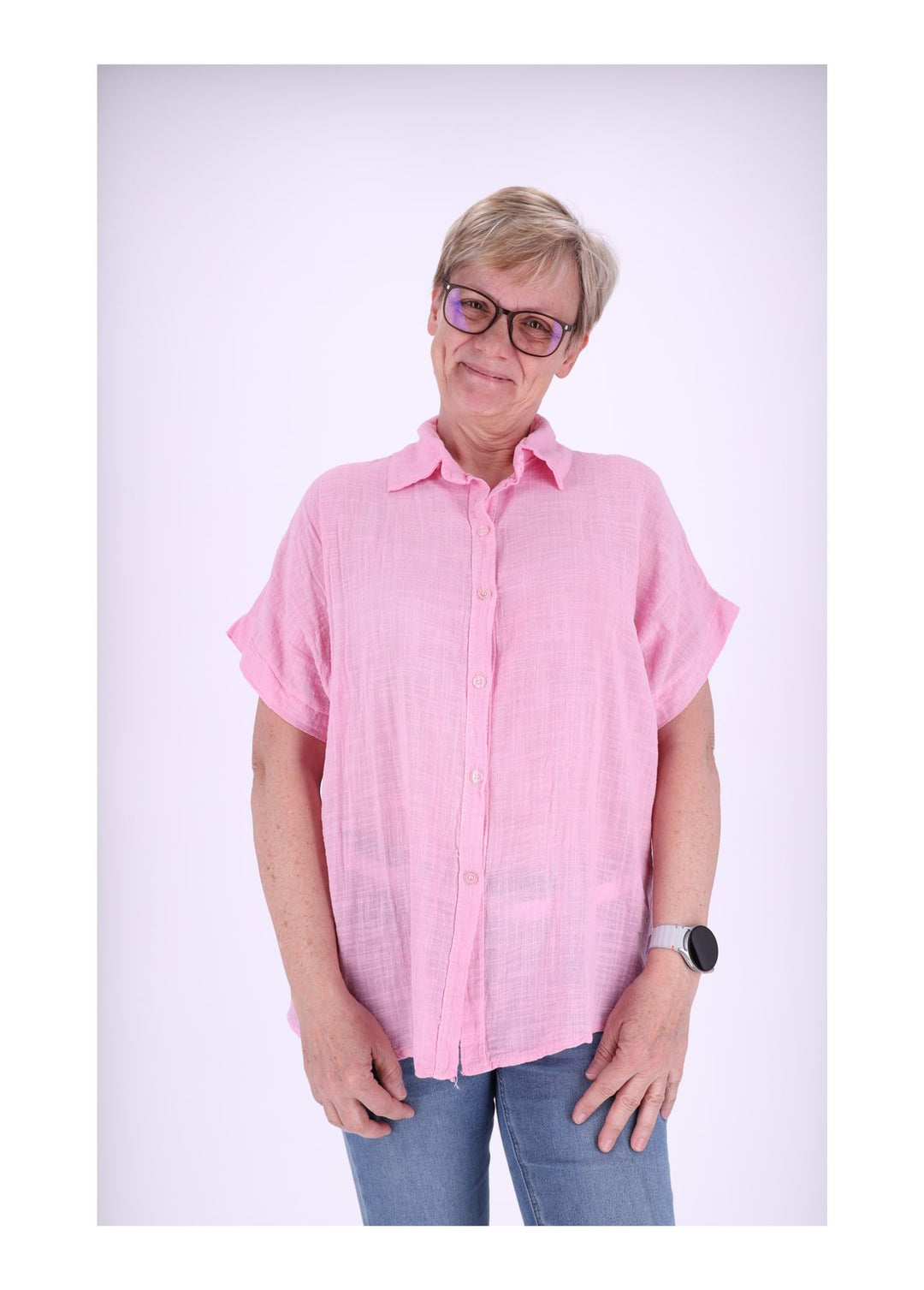Splash of Color Damenbluse Leinenoptik