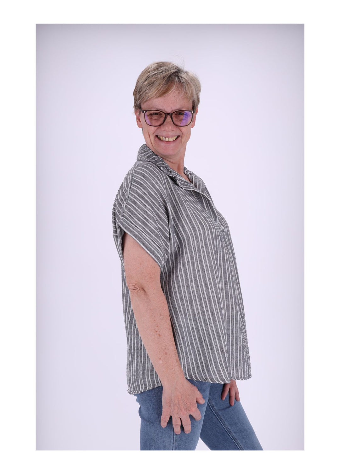 Splash of Color Damen Poloshirt Leinenoptik