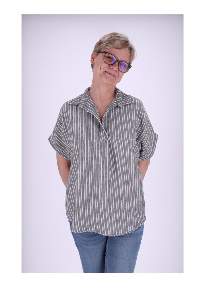 Splash of Color Damen Poloshirt Leinenoptik