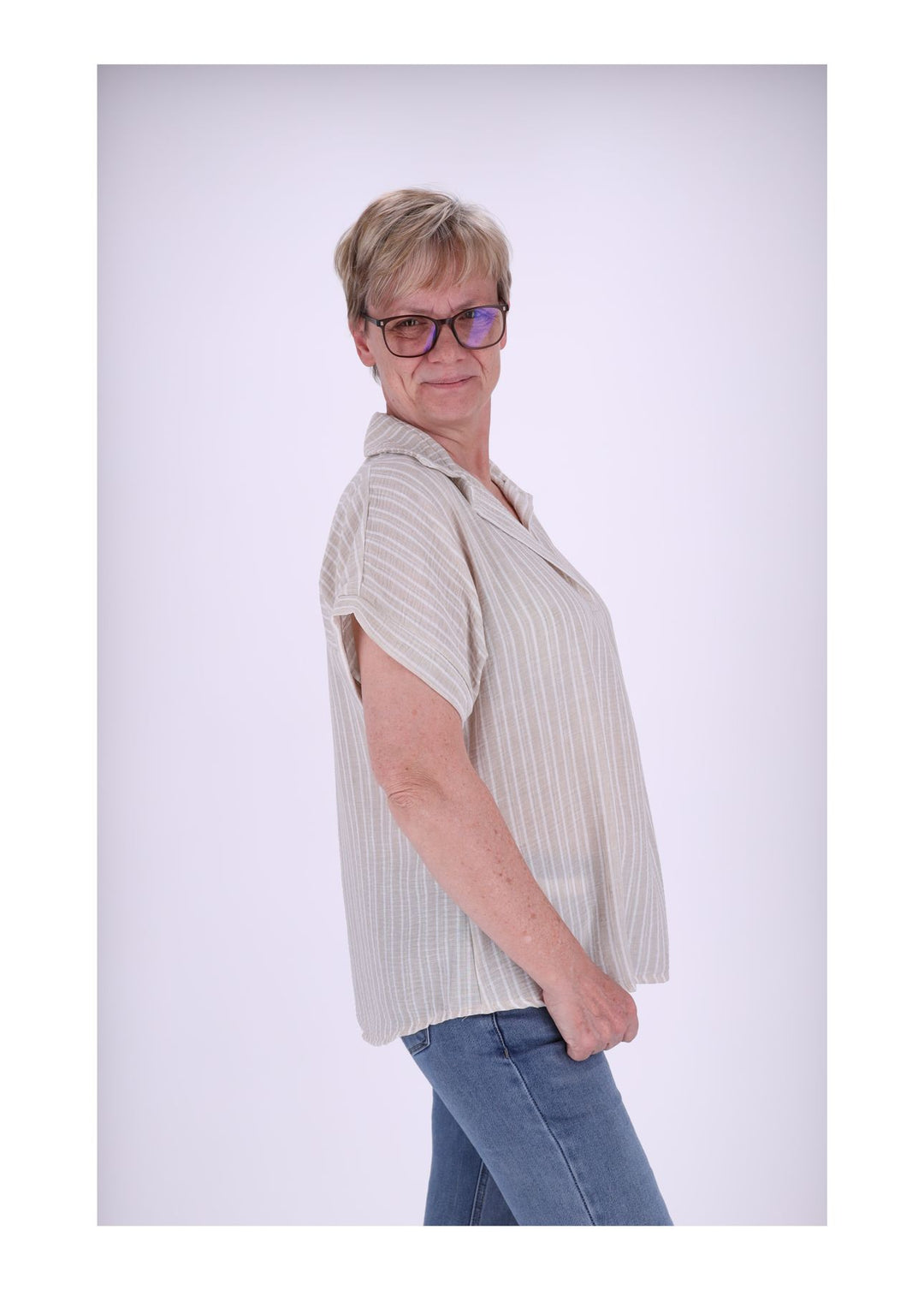 Splash of Color Damen Poloshirt Leinenoptik