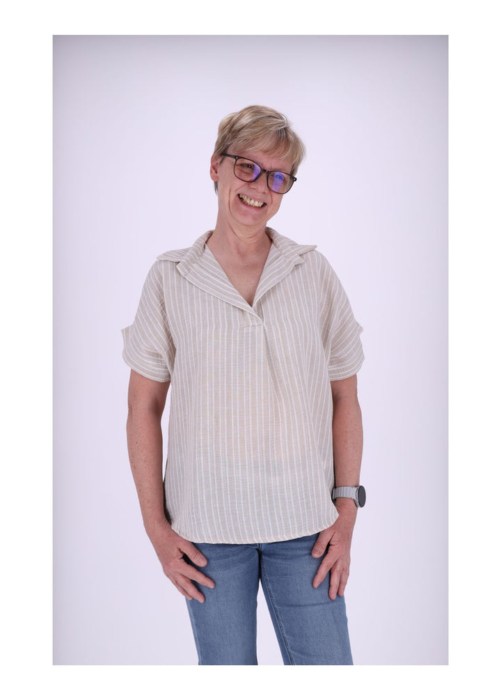 Splash of Color Damen Poloshirt Leinenoptik
