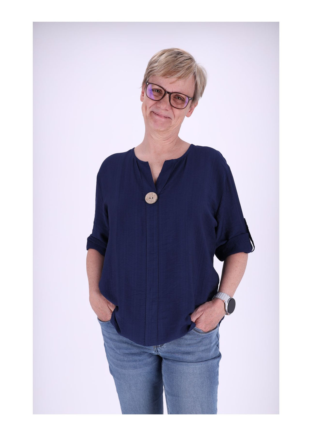 Splash of Color Krempelarm Shirt Damen