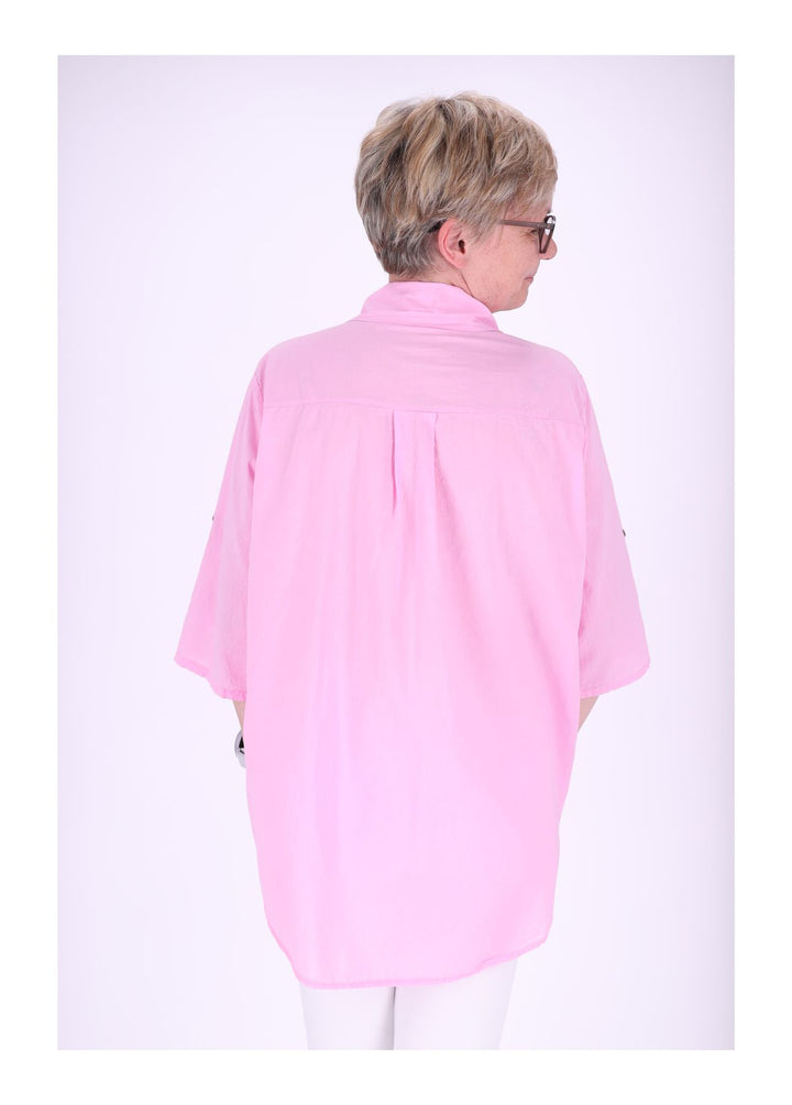 Splash of Color Bluse Kurzarm Stickerei