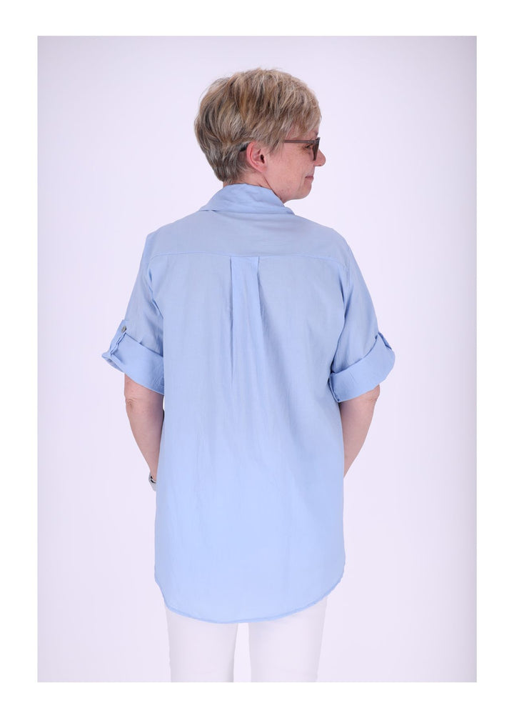 Splash of Color Bluse Kurzarm Stickerei