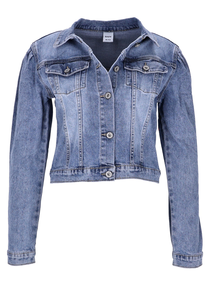 Splash of Color Jeansjacke Puffärmel